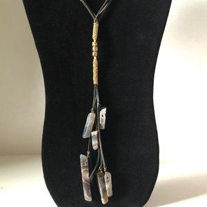 Boho PU leather Agate Stone Long Pendant Necklace